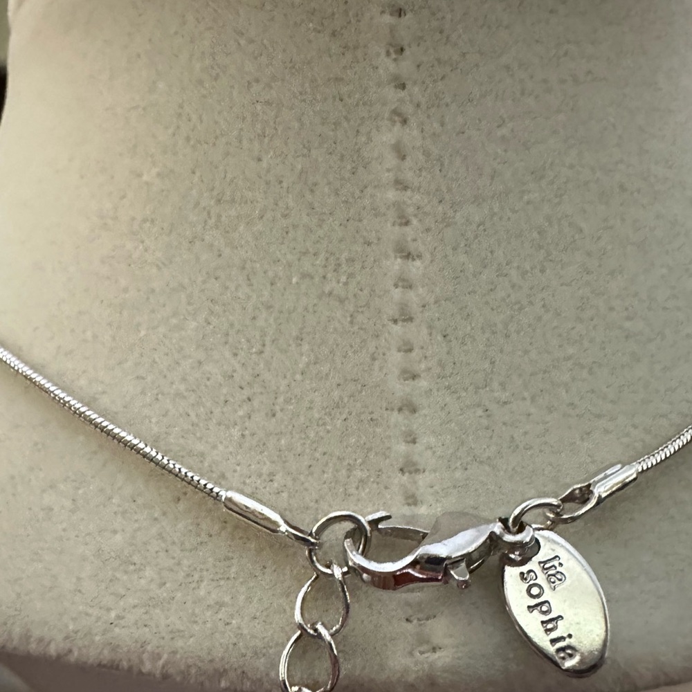 Lia Sophia BLUSHING N30 Necklace 15-18” Blue & White Colored Crystals. - Picture 2 of 3